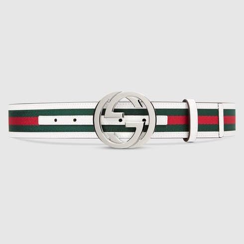 CrystalMX Fashion White Green Red Stripe Canvas Pin Buckle Belt Waistband (White Green Red)