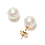 14k Yellow Gold 8.5x9mm AA Akoya Cultured Pearl Earrings