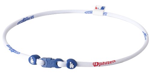 Phiten Titanium Necklace X30, Los Angels Dodgers, White, 22 Inch
