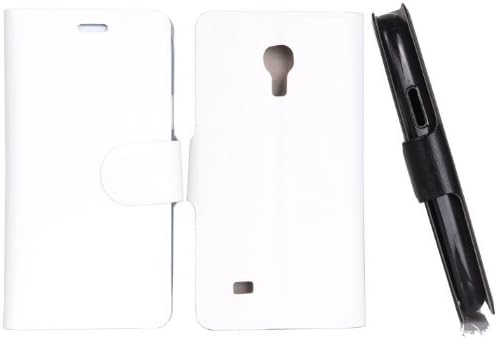 Lanzero@ GT-I9190 Samsung Galaxy S4 Mini GT-I9190/9192/9195 Snap-on Thin Side Flip(Stand/Id Card Slot/magnetic Closure) Premium Pu Synthetic Leather Cover Case with FREE Ultimate Clear Plus Screen Protector For Samsung Galaxy S4 Mini GT-I9190/9192/9195 (White)