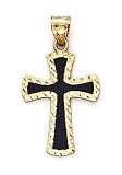 14k Small Black Enamel Cross Pendant