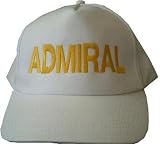 ADMIRAL - White Baseball Cap / Hat One Size Fits Most