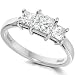 0.50 Ct Princess Cut 3 Stones Cut 3 Stone Diamond Ring In Platinum- G / VS2