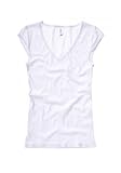 Bella Ladies Ringspun Cotton/Spandex Sheer Deep V-Neck Cap Sleeve T-Shirt. B8705