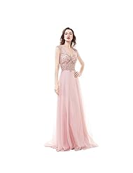 V-neck Lace Crystals Keyhole  Beaded Crystal  Sequined Sheer Chiffon Evening Dress  With Rhinestones and Ruffles