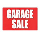 (Price/EA)Garage Sale Sign, Weather Resistant, 8x12, Red/White