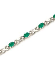 14k White Gold Natural Emerald And Diamond Tennis Bracelet