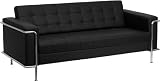 Flash Furniture ZB-LESLEY-8090-SOFA-BK-GG Hercules Lesley Series Contemporary Black Leather Sofa with Encasing Frame