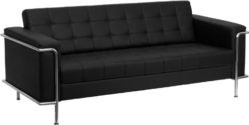 Flash Furniture ZB-LESLEY-8090-SOFA-BK-GG Hercules Lesley Series Contemporary Black Leather Sofa with Encasing Frame Flash Furniture ZB-LESLEY-8090-SOFA-BK-GG Hercules Lesley Series Contemporary Black Leather Sofa with Encasing Frame