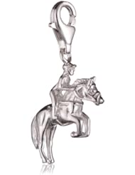 VINANI brand Germany 925 Sterling Silver Charm Pendant Horse with Horseman shiny HPFR
