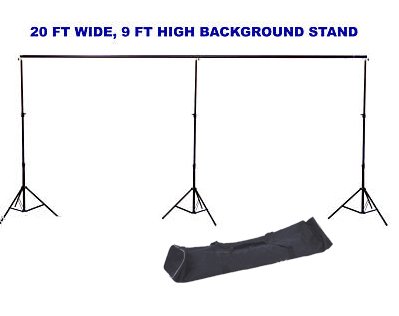 Cowboystudio 20 Ft Wide, 9 Ft High Background Backdrop Stand with Detachable Crossbar and Complete with Two Carrying Cases