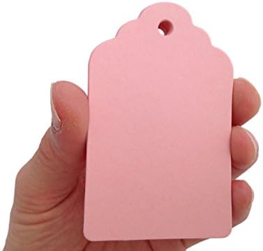 100 Count Medium Scalloped Top Tags - Create Something Truly Unique! (Bubble Gum)
