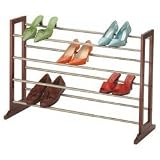 Stackable Expandable Shoe Rack - Mahogany - Holds 24 Pairs