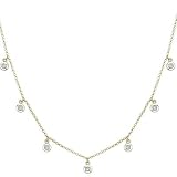 14K Yellow Gold Round Diamond Necklace (0.16 ctw, G-H, SI1)