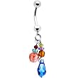 Solid 14k Gold Austrian Crystal Gemstone Drop Belly Ring