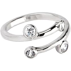 Sterling Silver 925 Cubic Zirconia Spiral Adjustable Toe Ring