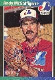Andy McGaffigan, Montreal Expos, 1989 Donruss Autographed Card