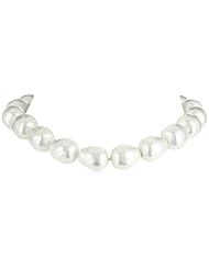 Kenneth Jay Lane Baroque Pearl and Rhinestone Pave Clasp Necklace