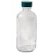 Vestil BTL-GN-4-CS Narrow Mouth Round Glass Bottle with Green Threaded Cap, 1-1/2" Diameter x 4-3/8" Height, 4 oz Capacity, Clear (Pack of 6)