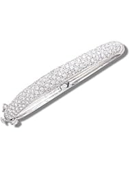 Rhodium Plated Sterling Silver Pave CZ Bangle