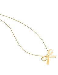 14k Yellow or White Gold 1" Bow 18" Necklace