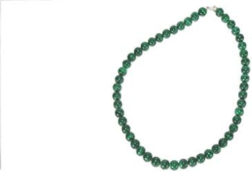 Sterling Silver Malachite Necklace 8mm, 17 Inches