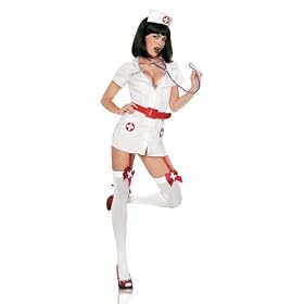 Leg Avenue 5 Piece Naughty Nurse Costume, White Red, Small