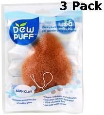 Dew Puff Asian Clay Konjac Sponge (Extra Absorptive) - 3 Pack by Dew Puff