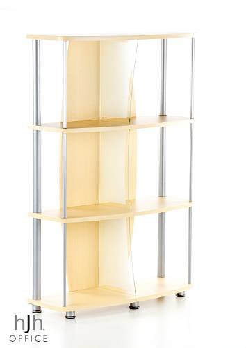 Büroregal Bücherregal Aktenregal SIGNUM ahorn silber glas /  Fächer 118cm Höhe / praktische, formschöne Glas-Trennwand mittig / sehr leichte Montage / bodenfreundliche Regalfüße / stabile Rahmenkonstruktion alufarbig