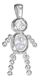 STERLING SILVER APRIL CUBIC ZIRCONIA BIRTHSTONE BOY PENDANT