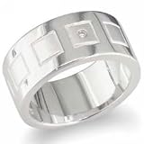 Men's Two-Tone Ring with 4 Squares and 1 Diamond by Hot Diamonds Sterling Silver