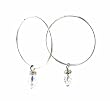 Earrings - E178 - Sterling Silver Hoops with Swarovski (tm) Crystal Rondelle and Teardrop Bead ~ Clear AB (Irridescent)
