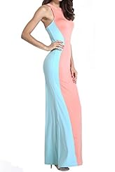 Two-Toned Halter Sleeveless Polyester/Spandex Bodycon Dress/Evening Dress/Maxi Dress 