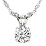 SALE .75CT Round Diamond Solitaire Pendant Basket Style SOLID 14K White Gold New
