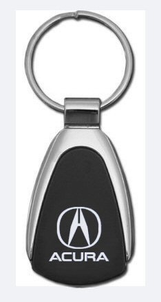 Acura Chrome/Black Tear Drop Keychain with Engraving