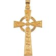 14K Yellow Gold Celtic Cross Pendant - 40.00x25.00mm