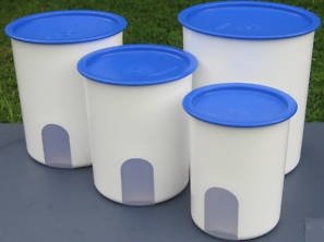 Tupperware Modular Mates One Touch Reminder Canister Set Brilliant Blue