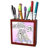 Londons Times Funny Music Cartoons - Bob Dylan s Harmonica - Tile Pen Holders-5 inch tile pen holder