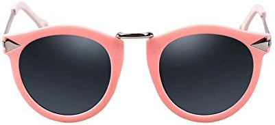Ms. tide round face avant-garde fashion retro sunglasses polarized sunglasses myopia (Pink)