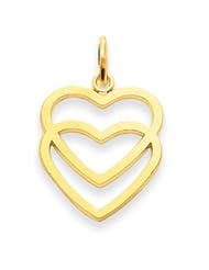 14k Gold Double Heart Charm