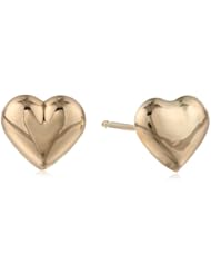 Duragold 14k Yellow Gold Tiny Heart Button Earrings