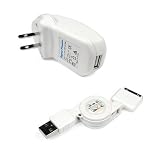 Retractable Hotsysnc & Charging USB Data Cable + USB Home Travel Charger for Apple Iphone 3G 2nd Generation Smartphone
