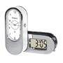 Ani-Digi Travel Alarm Clock, White Dial, Black Leather