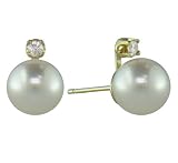 14K Diamond and Fresh Water Cultured Pearl Earrings
