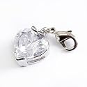Charms Anhänger für Bettelarmband Herz aus weißem Strass