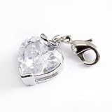 Charms Anhänger für Bettelarmband Herz aus weißem Strass
