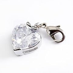 Charms Anh�nger f�r Bettelarmband Herz aus wei�em Strass