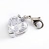 Charms Anh�nger f�r Bettelarmband Herz aus wei�em Strass