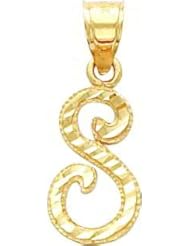 14K Gold Fancy Initial S Charm Pendant FindingKing