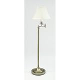 House Of Troy CL200-AB Club Collection Portable Floor Lamp, Antique Brass with Off White Soft Shade